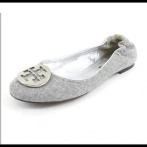 Tory Burch Grey Wool Reva Ballet Flat
